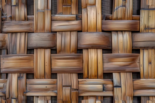 Flat full-frame seamless texture of wicker bamboo wall. Neural network generated image. Not based on any actual scene or pattern.