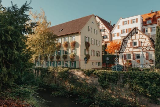 Old national German town house. Old Town is full of colorful and well preserved buildings. Baden-Wurttemberg is a state in southwest Germany bordering France and Switzerland. The Black Forest, known for its evergreen scenery and traditional villages, lies in the mountainous southwest. Stuttgart, the capital, is home to Wilhelma, a royal estate turned zoo and gardens. Porsche and Mercedes-Benz have headquarters and museums there. The 19th-century Hohenzollern Castle sits in the Swabian Alps to the south.