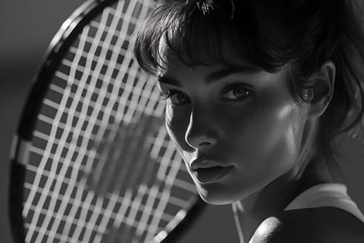 Sexy sportive girl with tennis racket . High quality photo