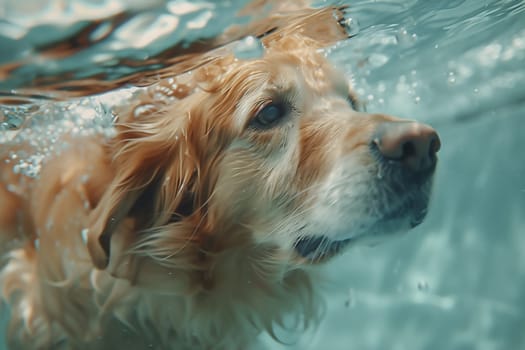 cute little dog swimming in pool. High quality photo
