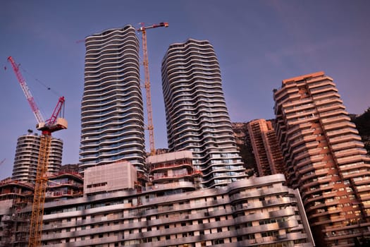 Building under construction and cranes in Monte Carlo, Monaco is a country on the French Riviera near France in Europe, Hight quality photo