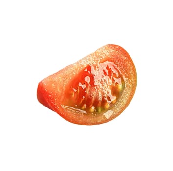 Slice of tomato isolated on white background.