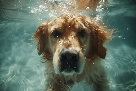 cute little dog swimming in pool. High quality photo