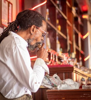 03.03.2024 - Camaguey, Santa Lucia, Cuba - Portrait of the cigar dealer