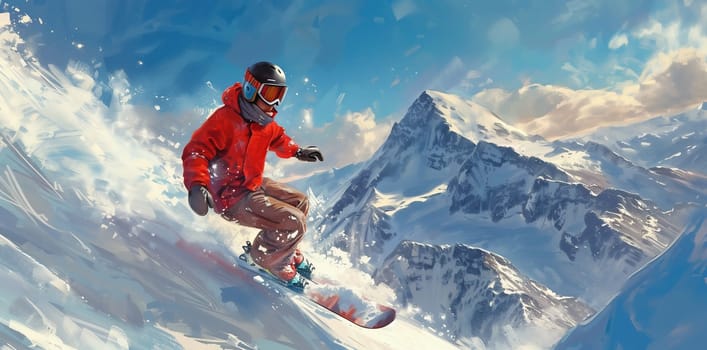 Snowboarder in action. Extreme winter sports. High quality photo