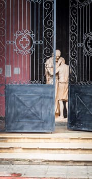 03.03.2024 - Camaguey, Santa Lucia, Cuba - Sculpture at Sacred Heart of Jesus Cathedral.