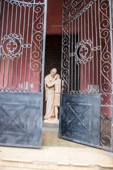 03.03.2024 - Camaguey, Santa Lucia, Cuba - Sculpture at Sacred Heart of Jesus Cathedral.