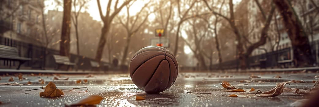 Basketball on urban court. Vintage style. High quality photo