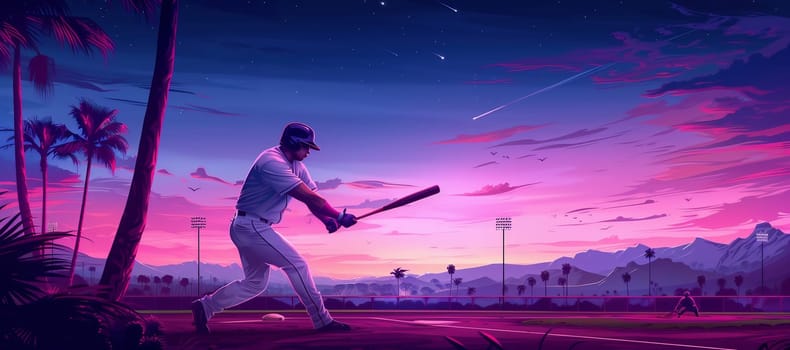 illustration of batsman playing cricket championship sports. High quality photo