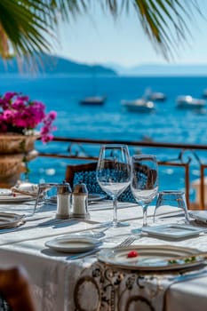 cafe table by the sea. selective focus. nature.