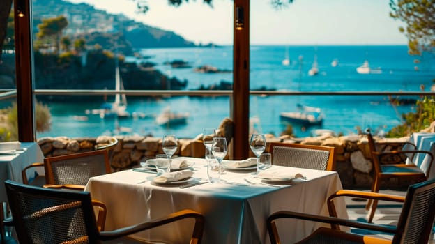 cafe table by the sea. selective focus. nature.