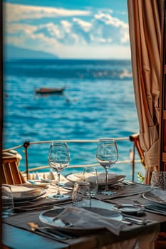 cafe table by the sea. selective focus. nature.