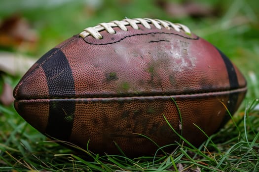 3d render of american football on the grass.