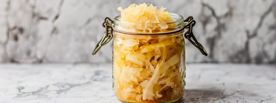sauerkraut in a jar and spices. selective focus. food.