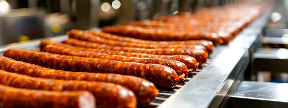 sausage in the factory industry. selective focus. food.