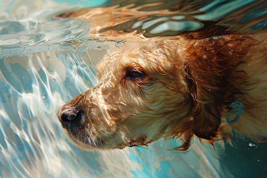 cute little dog swimming in pool. High quality photo