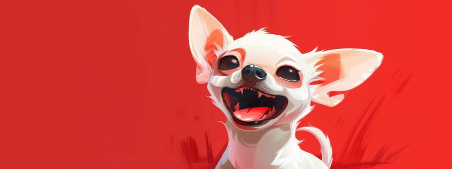 Excited chihuahua isolated on a bright red background, mammal animal concept