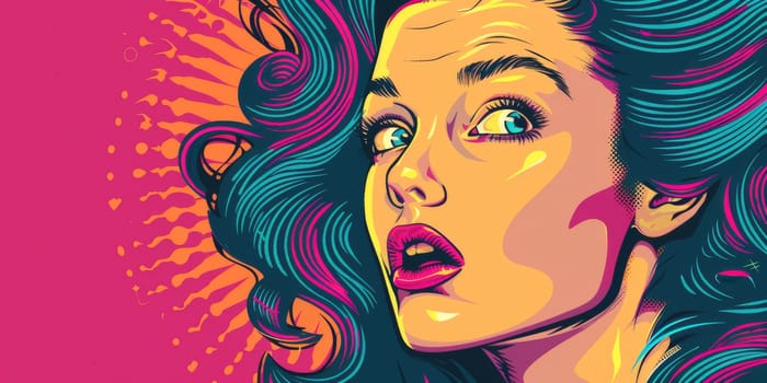 A shocked and surprised woman as pop art style