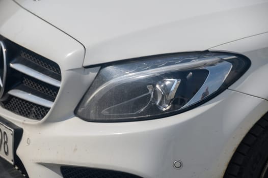 Gizelyurt Cyprus 02.08.2024 front fender and headlight fender of a Mercedes car