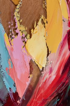 Closeup of a painting by oil and palette knife. Fragment of multicolored texture painting. Abstract art background. oil on canvas. Rough brushstrokes of paint.