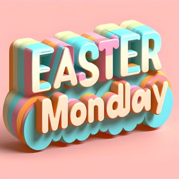 Easter Monday 3D text effect - Easter Monday cartoon style 3D premium template. High quality photo