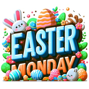 Easter Monday 3D text effect - Easter Monday cartoon style 3D premium template. High quality photo