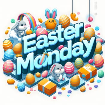 Easter Monday 3D text effect - Easter Monday cartoon style 3D premium template. High quality photo