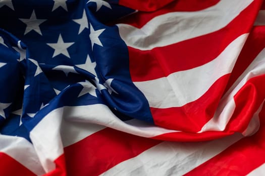 Closeup of rippled American flag. High quality photo