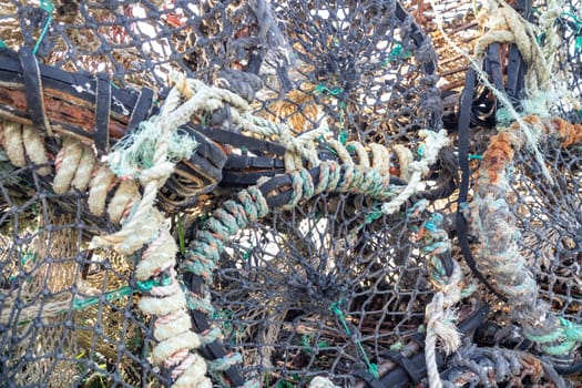 Close up of Lobster Pots or traps in Ireland.