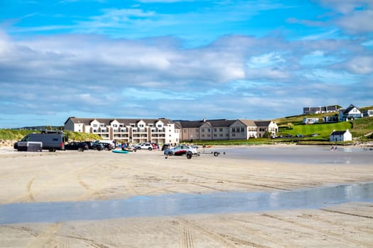 DOWNINGS, IRELAND - JULY 31 2022: The hotel is located very close to the beach.