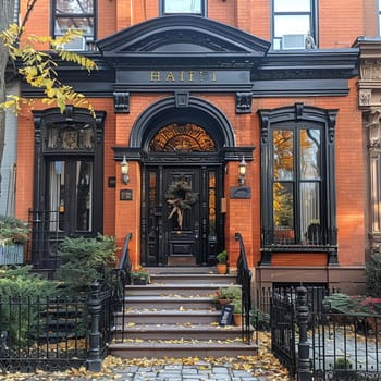 Classic Brownstones with Historical Charm and Iron Railings, iconic urban living.