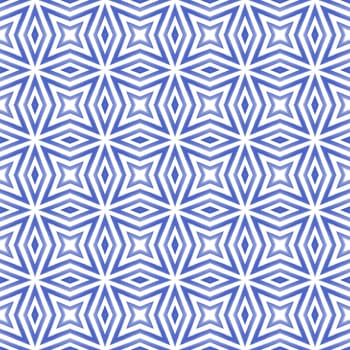 Ethnic hand painted pattern. Indigo symmetrical kaleidoscope background. Summer dress ethnic hand painted tile. Textile ready stylish print, swimwear fabric, wallpaper, wrapping.