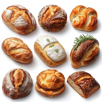 Set of artisan bread loaves, representing baking and artisanal food.