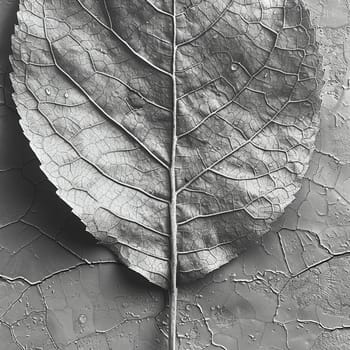Close-up of a leaf with intricate vein patterns, highlighting natural design.