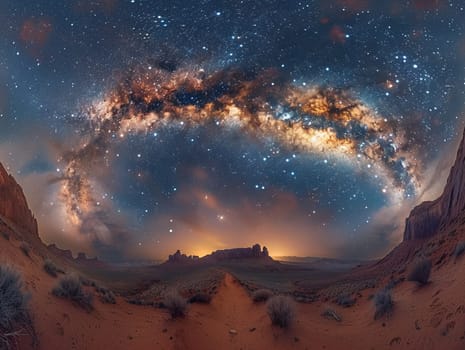 Panoramic night sky with Milky Way, inspiring awe and exploration.