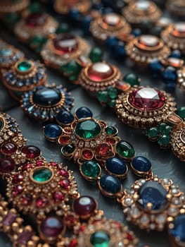 Close-up of intricate jewelry, symbolizing luxury and fashion.