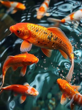 Serene koi pond with vibrant fish, symbolizing tranquility and prosperity.