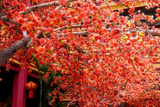 imitation flower, artificial Japanese cherry blossoms in full bloom. Beautiful flowers background.