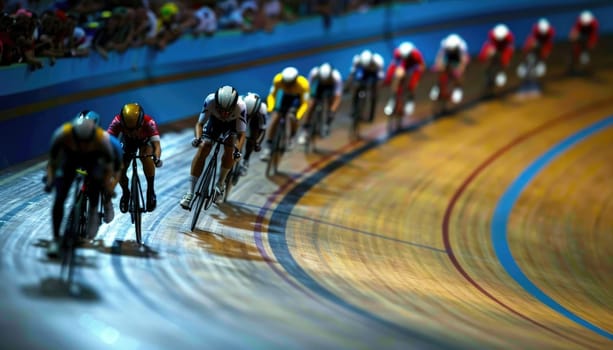 Bicycle track competition at the Summer by AI generated image.