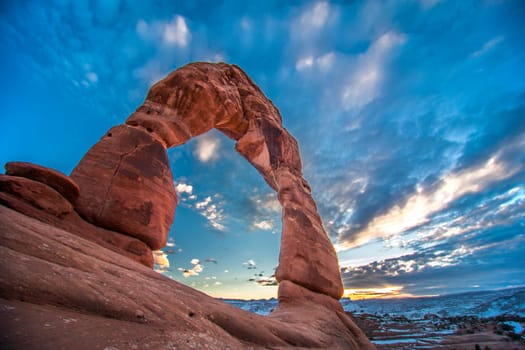 Delicate Arch at sunset at Arches National Park, Utah