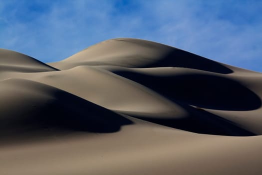 Parallel lines are formed through erosion of the sand at Eureka Dunes at Death Valley National Park, California.