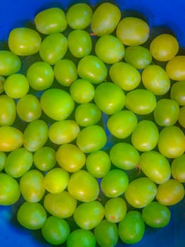 Top view of green grapes