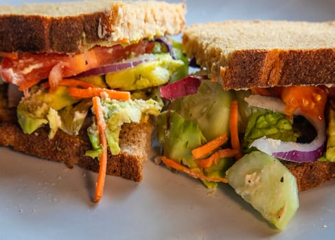Side View of veggie sandwich 