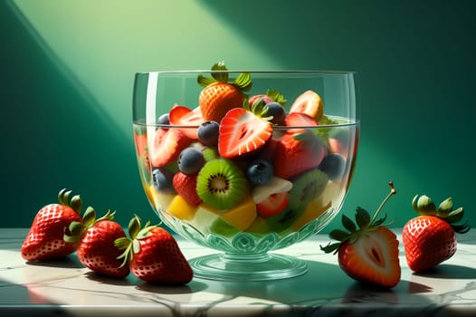 fruit salad with strawberries AI generated image.