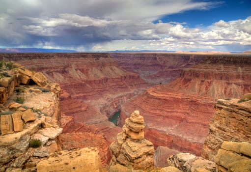 A thunderstorm passes along Marble Canyon at Grand Canyon National Park, Arizona.