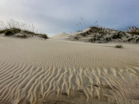 Sand Dunes and Ocean Waves make up the scene at Cape Hatteras National Seashore, North Carolina