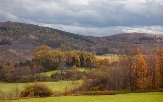 Fall colors have arrived at a farm in rural New York State.