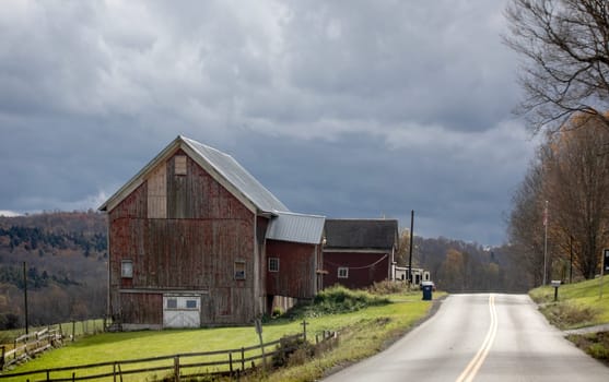 Fall colors have arrived at a farm in rural New York State.