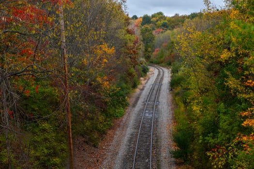 Fall colors have arrived along train tracks in rural Pennsylvania.