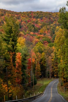 Fall colors have arrived along a highway in rural Pennsylvania.